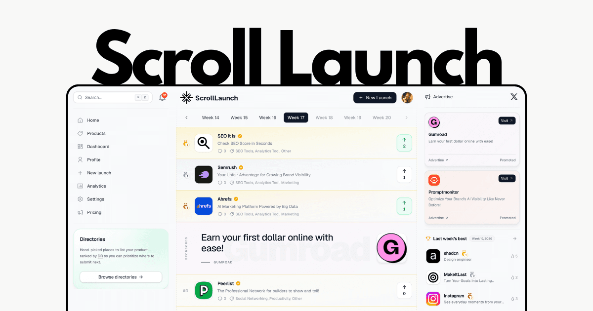 ScrollLaunch: The Ultimate Tool for Indie Makers and SaaS Founders — cover