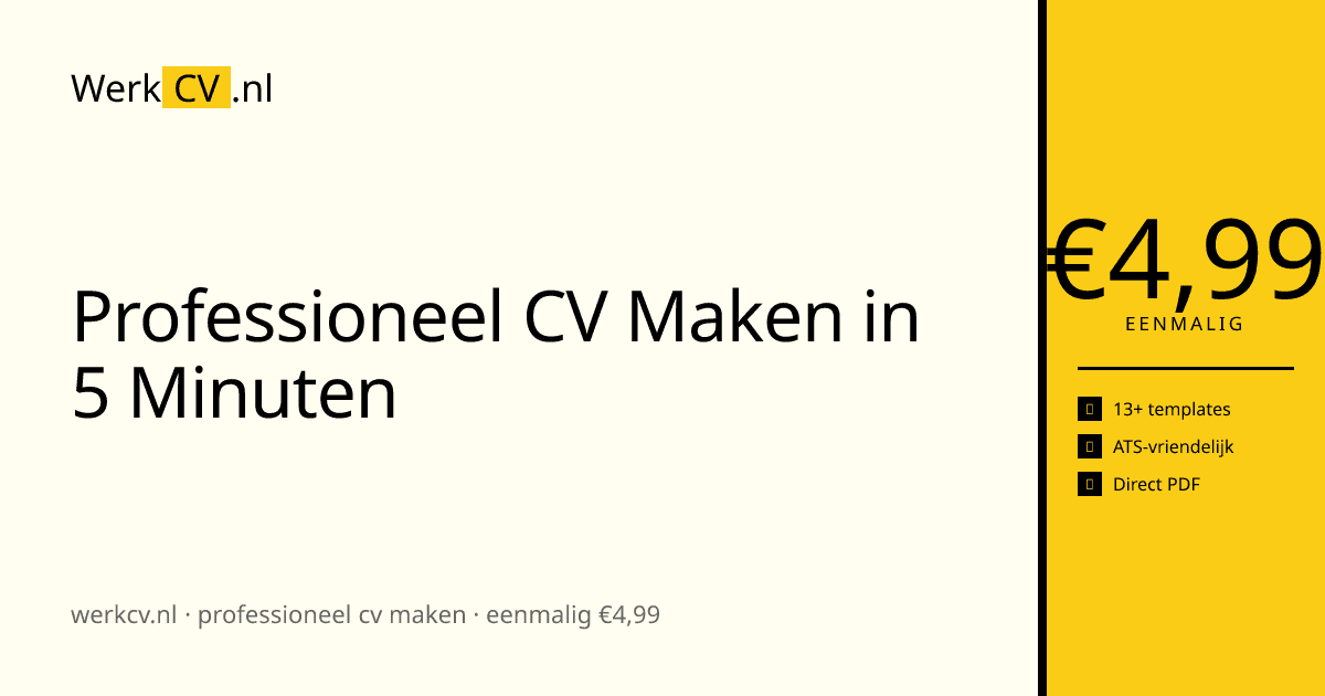 WerkCV - WerkCV.nl is a Dutch CV builder without subscription.