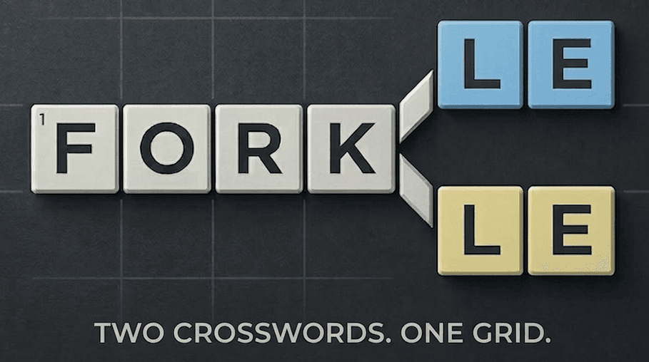 Forkle - Free Daily Word Puzzle Game - Two Crosswords. One Grid.