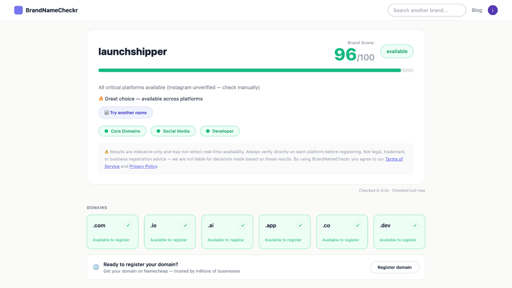 BrandNameCheckr screenshot 2