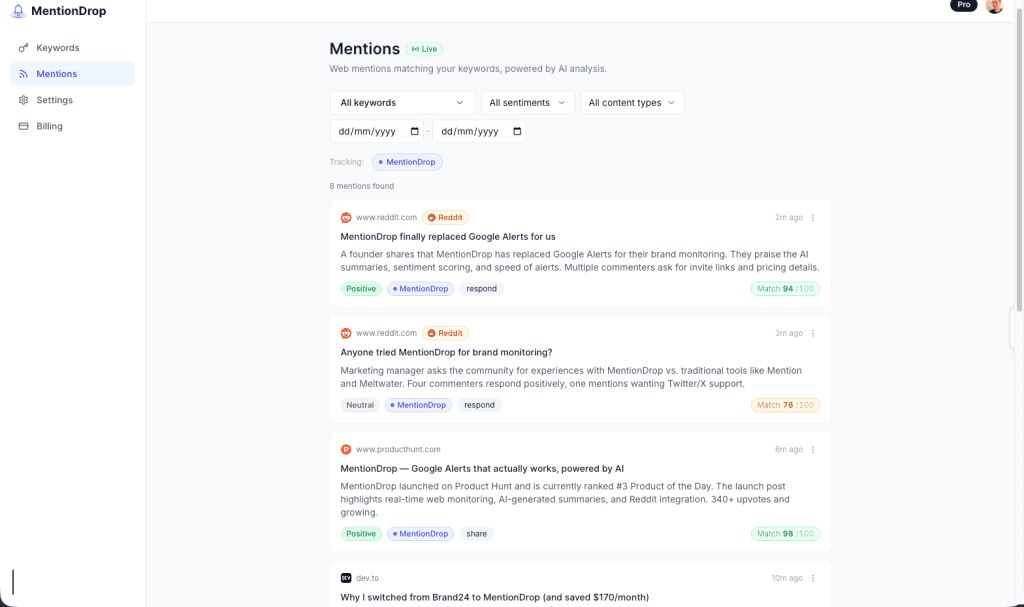 MentionDrop screenshot 1