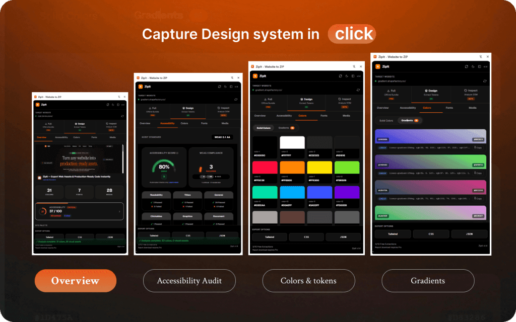 ZipIt — Extract Code, Colors, Fonts & Assets from Any Website screenshot 2