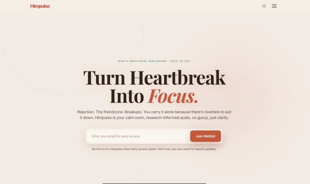 Himpulse - Men's Emotional Wellbeing App screenshot 1