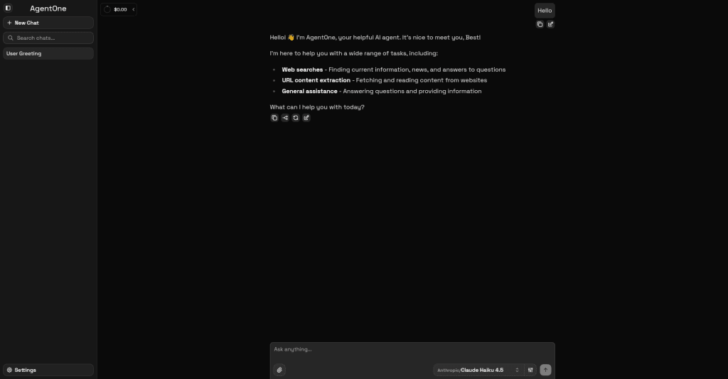 AgentOne - Free AI Agent and Deep Researcher screenshot 1