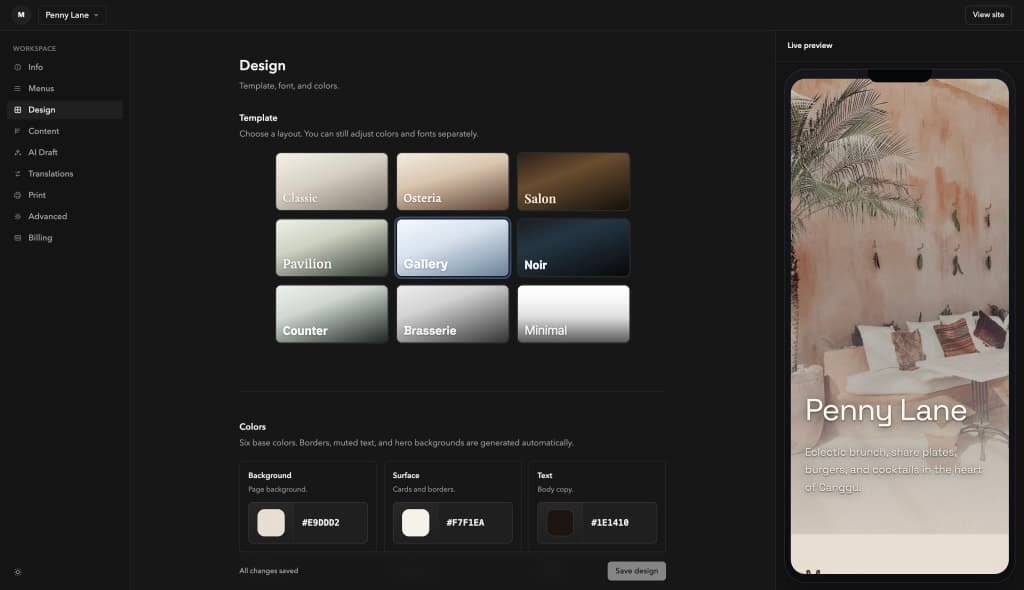 Menu Builder screenshot 1