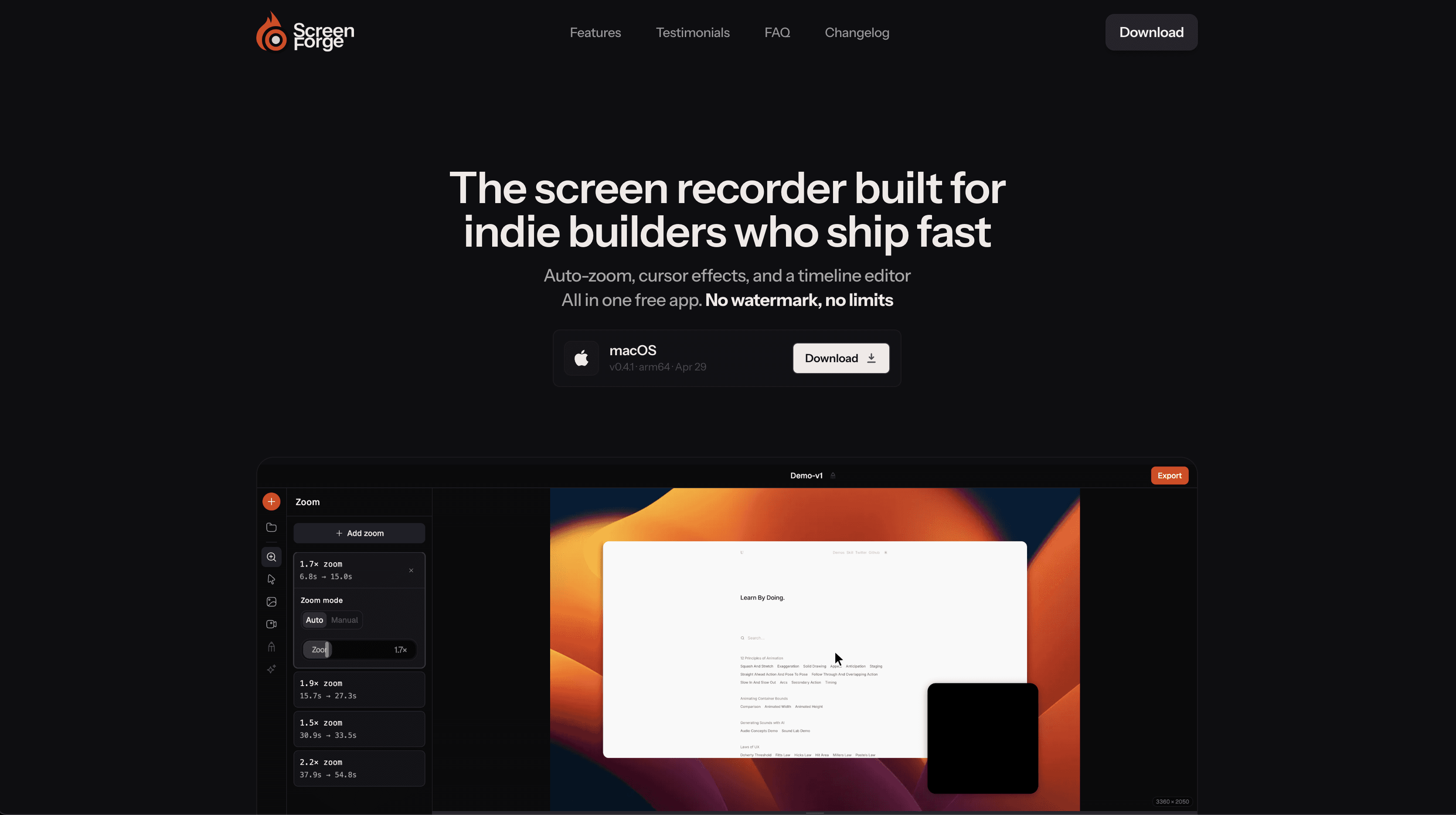 Screenforge: Effortless Screen Recording for Indie Builders — cover