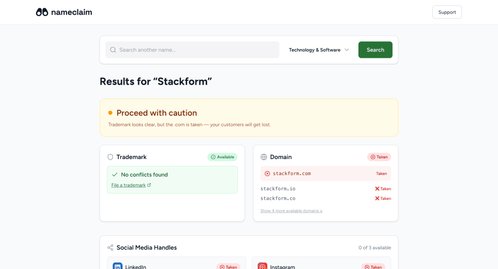 NameClaim screenshot 2
