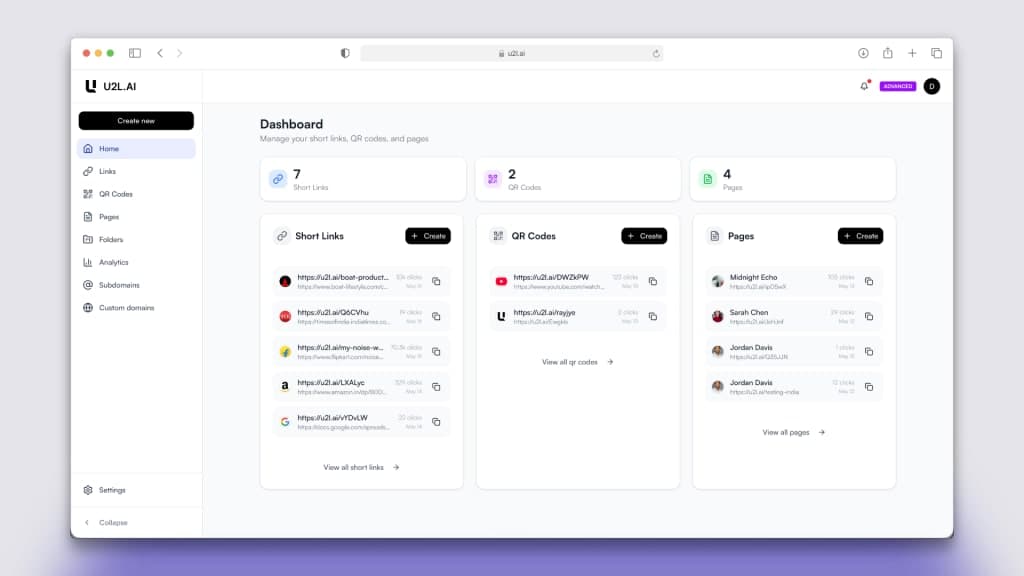 U2L AI - Short Links, QR Codes & Bio Pages screenshot 2