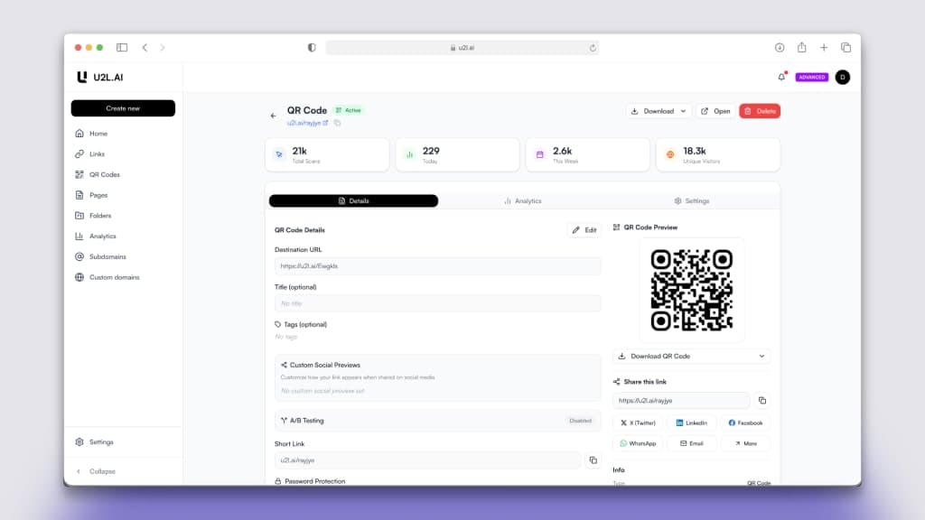 U2L AI - Short Links, QR Codes & Bio Pages screenshot 4