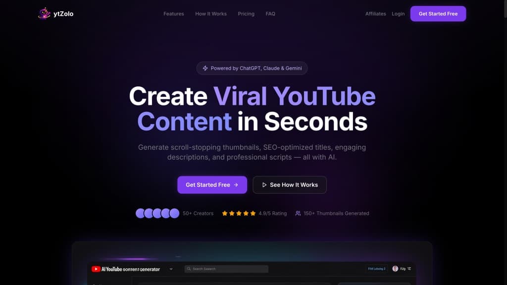 ytZolo - AI YouTube Content Generator screenshot 1 of 1