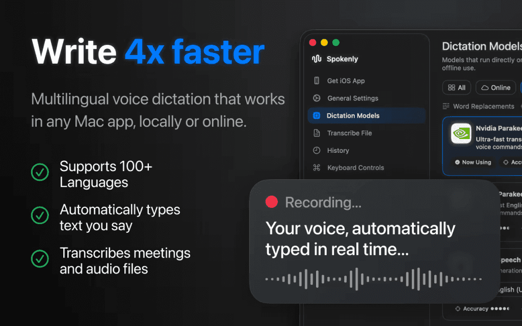 Spokenly: AI Dictation App screenshot 1 of 3