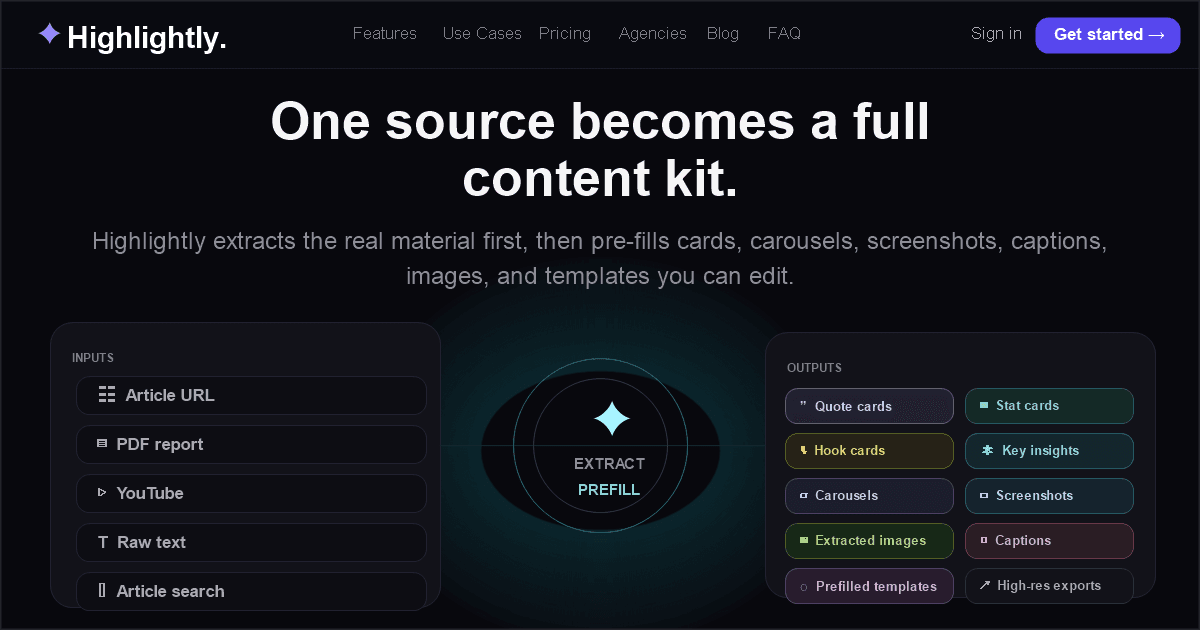 Highlightly - Turn any source into source-backed social assets