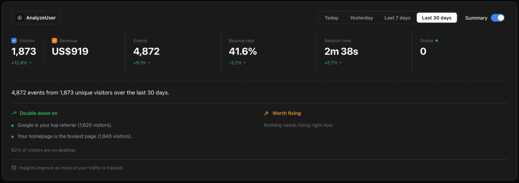AnalyzeUser screenshot 1