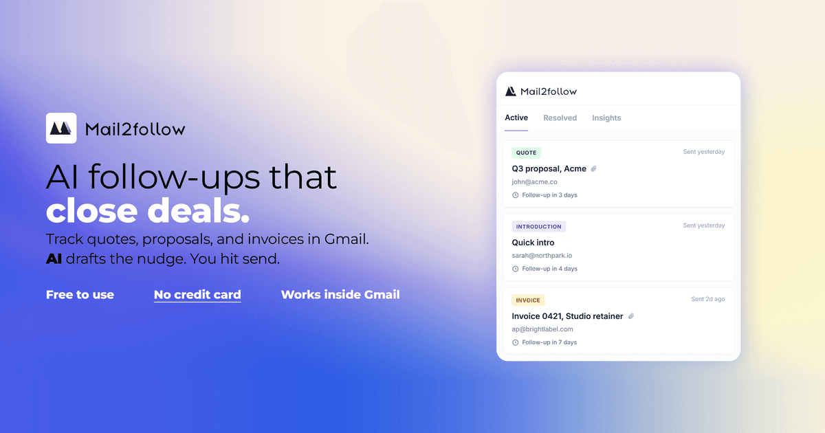 Mail2Follow — AI Follow-Ups + Smart Reminders in Gmail