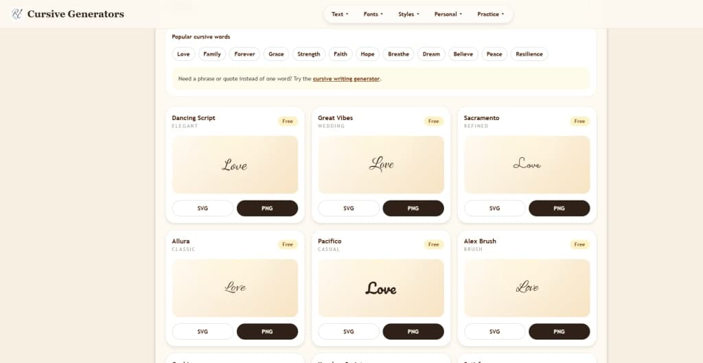Cursive Generators screenshot 1 of 3