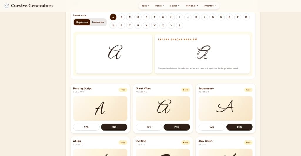 Cursive Generators screenshot 2 of 3
