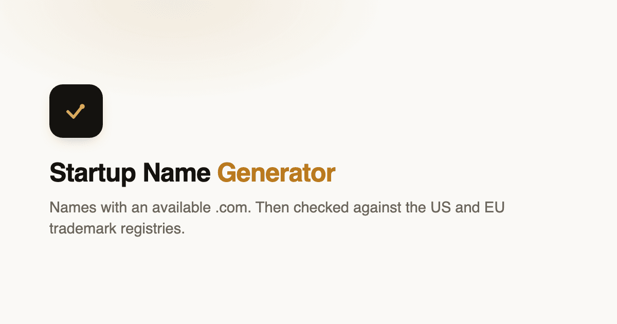 Startup Name Generator - Generate available .com names for your startup