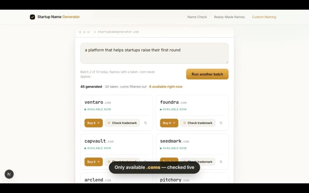 Startup Name Generator screenshot 1 of 2