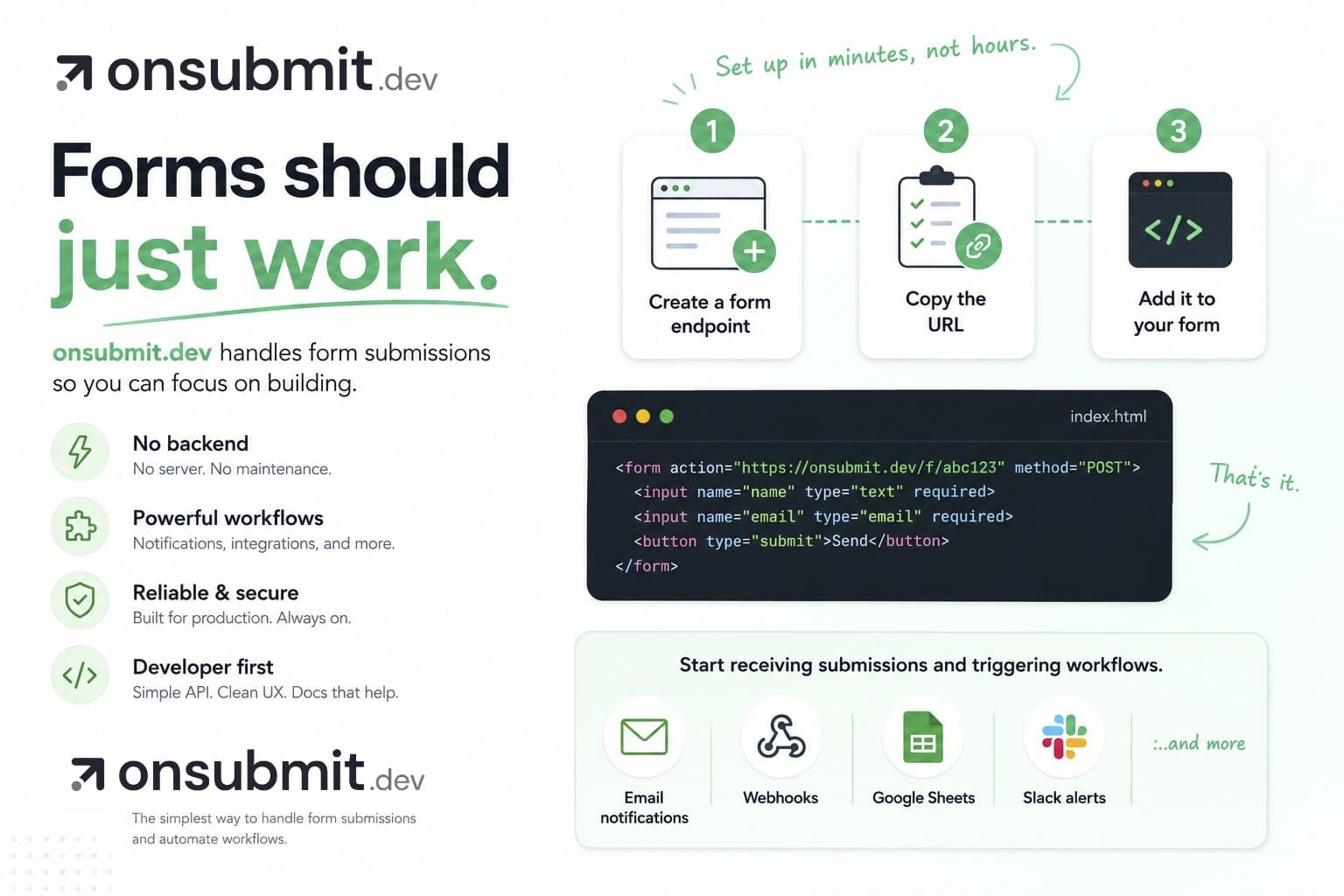 onsubmit.dev — form backends without the hassle