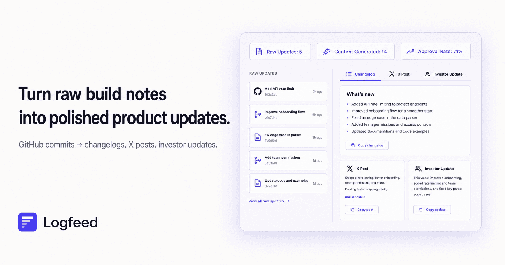 Logfeed — AI Product Update Engine for Founders
