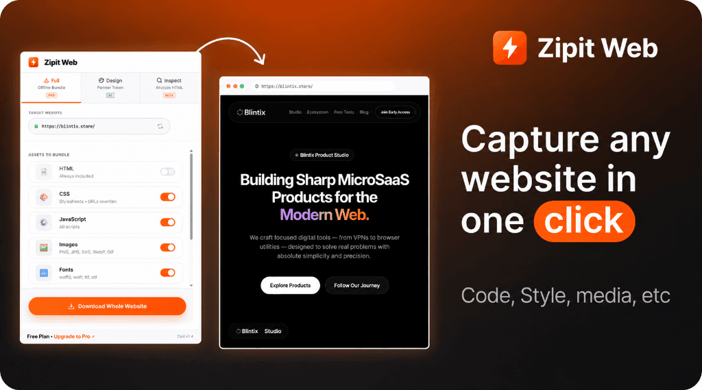 Zipit Web - Extract everything from any website in seconds.