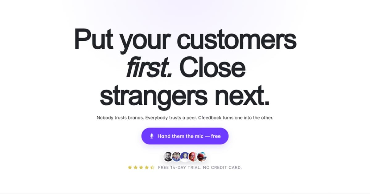 Customer Feedback — Peer proof that converts visitors