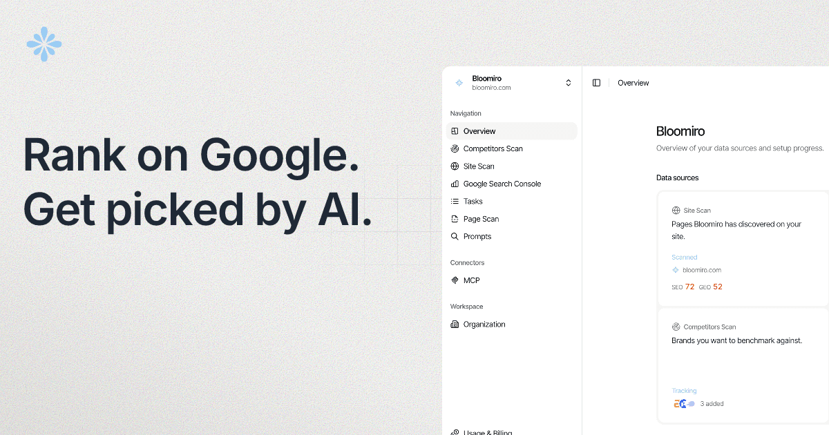 Bloomiro - Know what to improve next in Google and AI search.