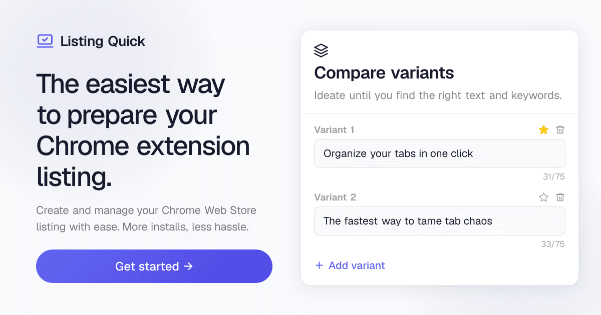 Listing Quick - The easiest way to prepare your Chrome extension listing