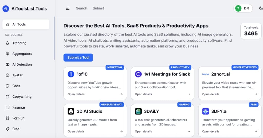 AiToolsList.Tools - Discover top AI tools and SaaS products