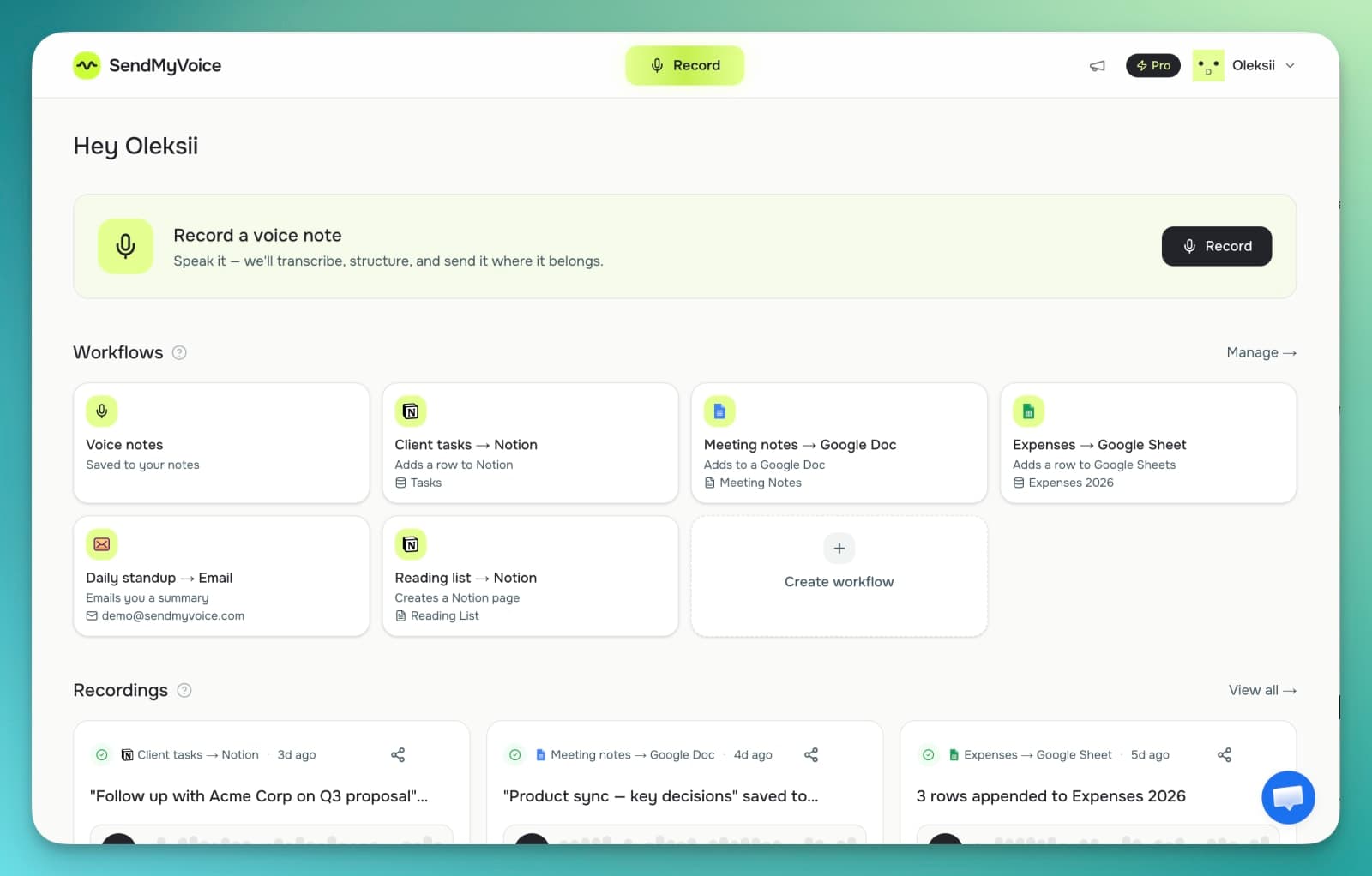 SendMyVoice screenshot 1 of 3