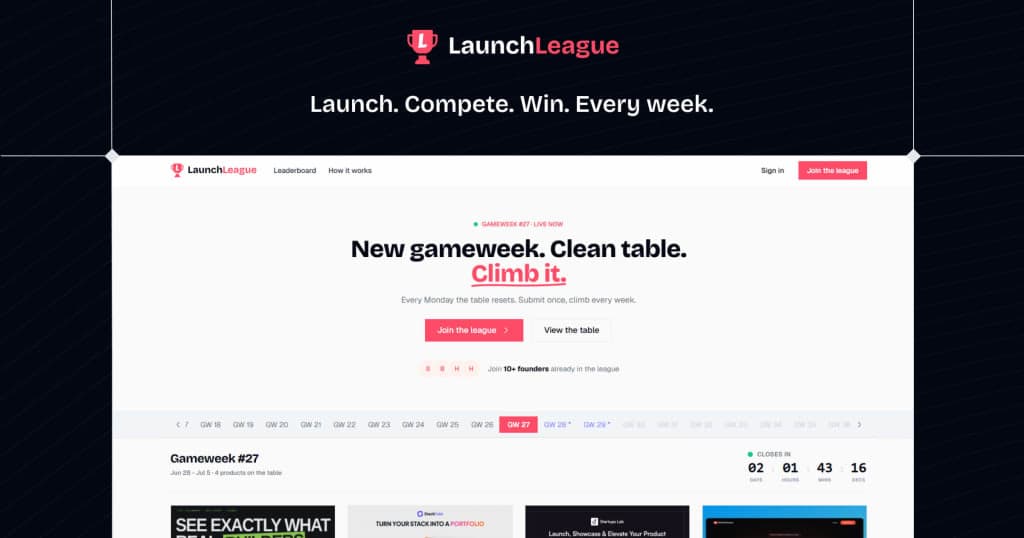 LaunchLeague - Launch every week. Get discovered every week.