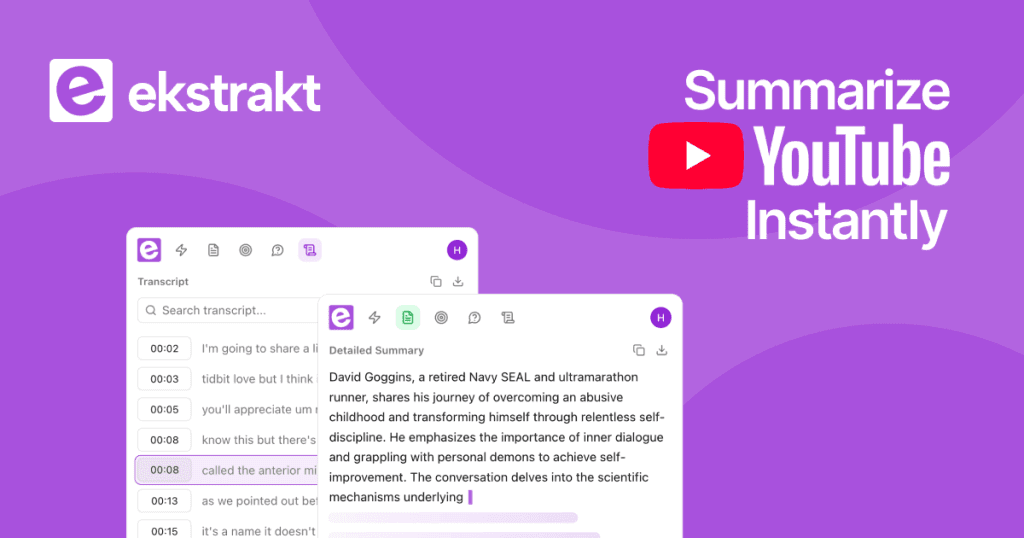 ekstrakt - ⚡ AI-powered YouTube summaries. Watch less, learn more. ✨