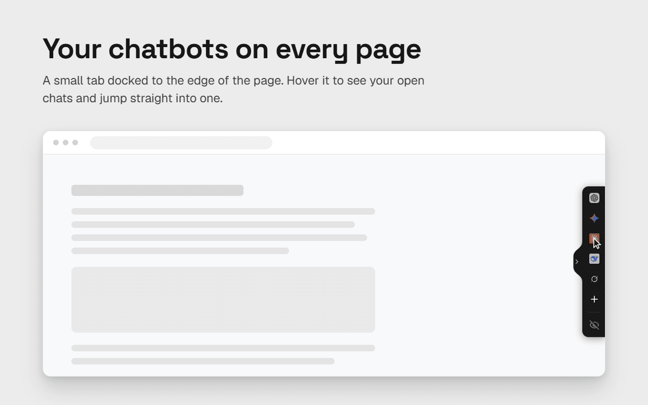 chat.cx | Every AI chat in one panel - All your AI chatbots in one panel while you browse. ChatGPT, Claude & more.