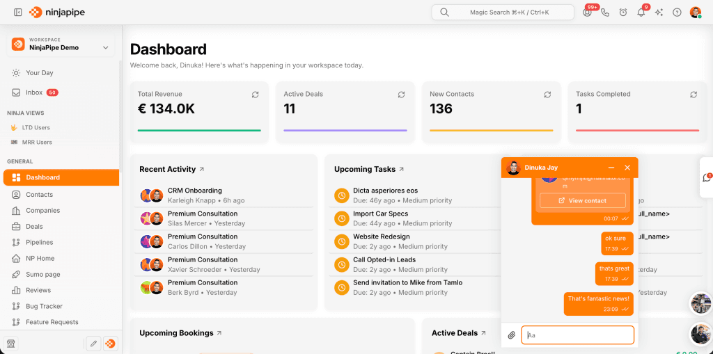 NinjaPipe CRM - Close deals faster, manage less chaos.