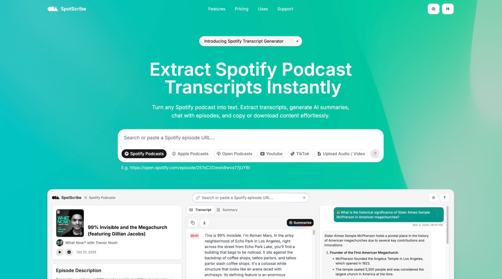 SpotScribe - Extract Spotify Podcast Transcripts Instantly
