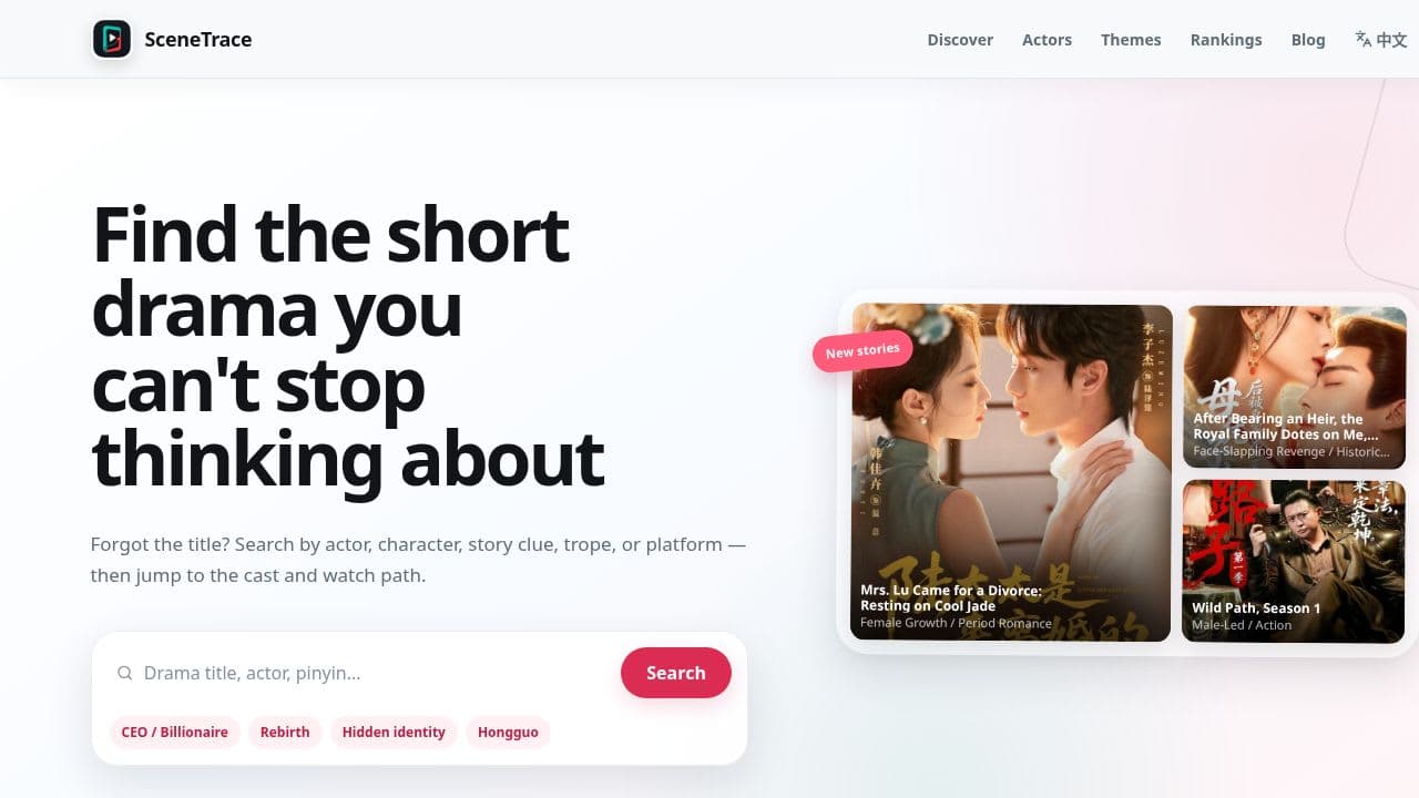 SceneTrace - AI-Powered Discovery for the Short Drama World