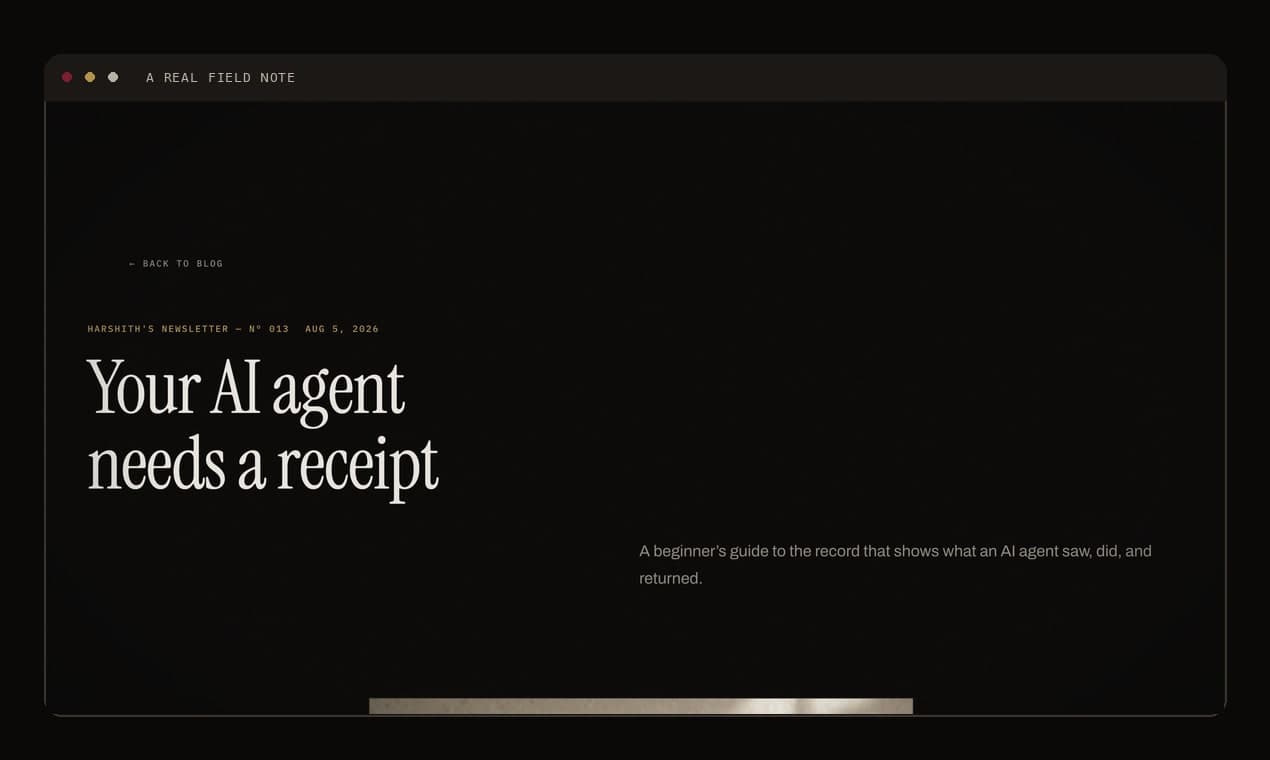 Harshith's Newsletter - Useful AI field notes from real builds