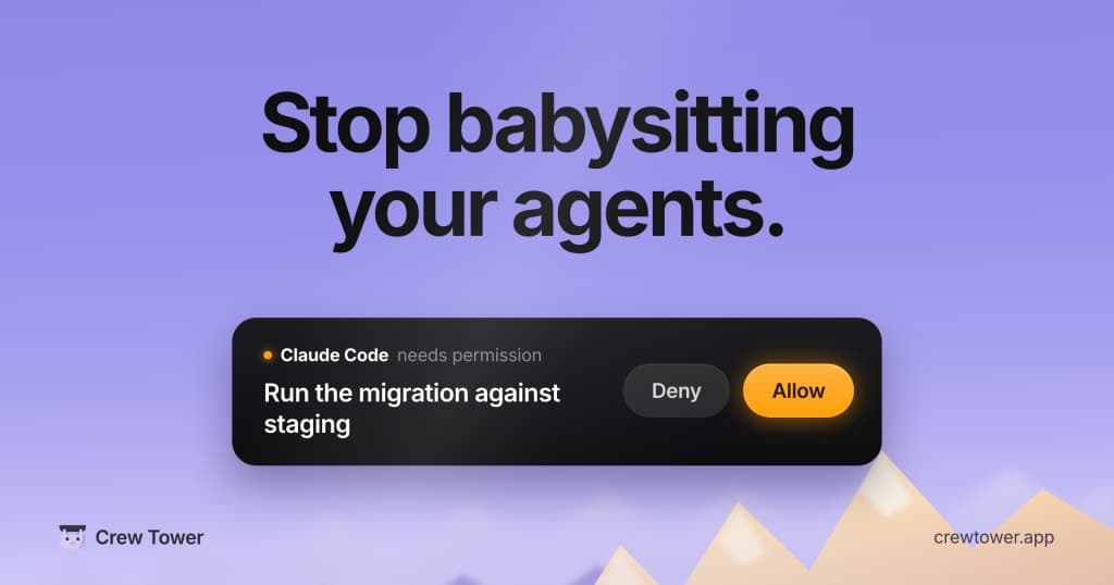 CrewTower - Approve AI coding agents without terminal hassle