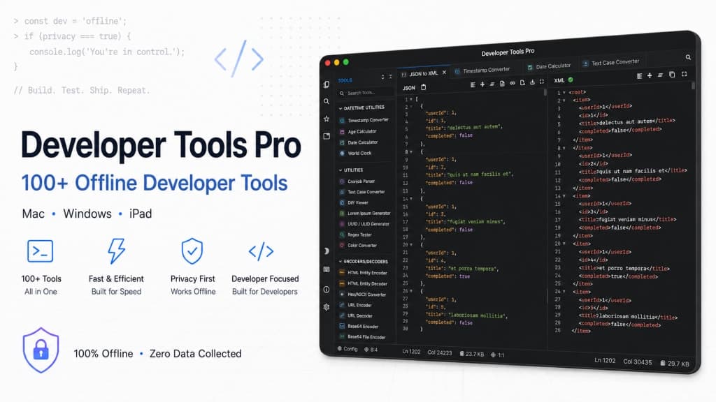 DevT Pro - 120+ offline developer tools in one app
