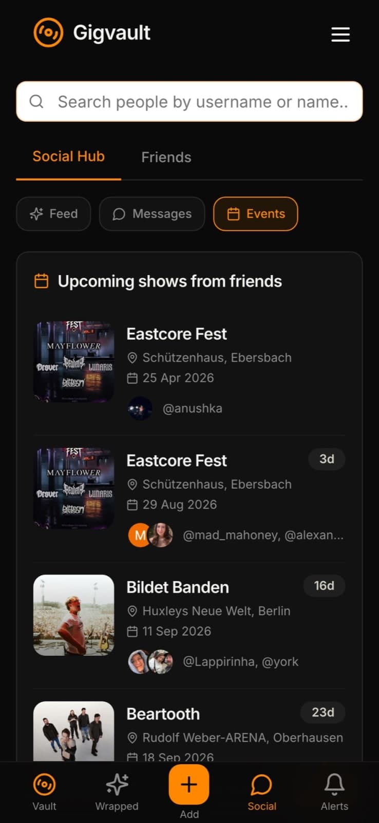 Gigvault - Free concert tracker & diary: setlists auto-fill, Wrapped after every show
