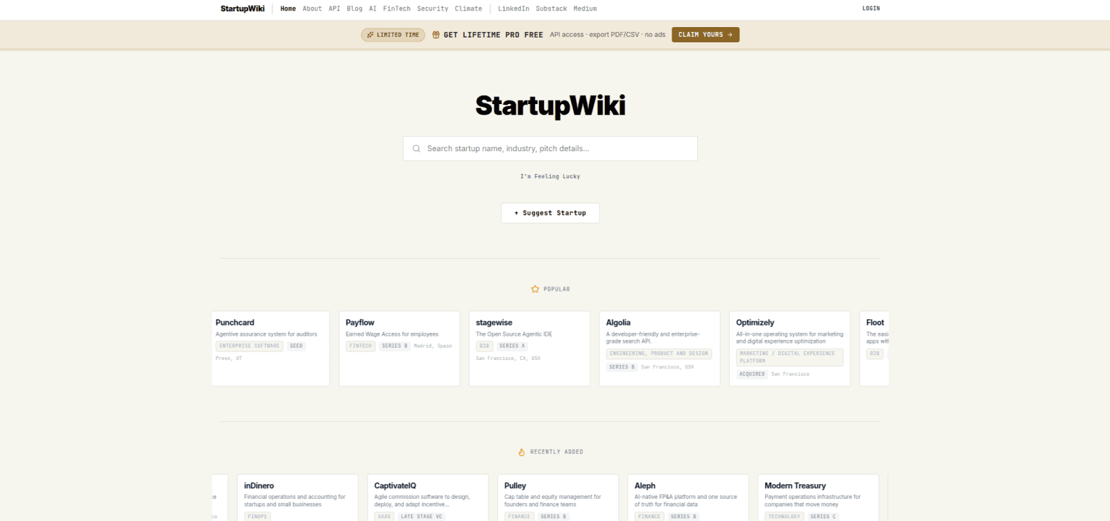 StartupWiki - Community-driven AI startup research directory