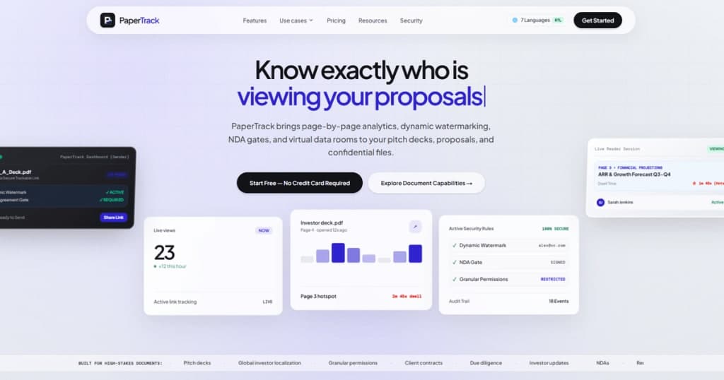 PaperTrack - Secure document sharing, with the lights on.