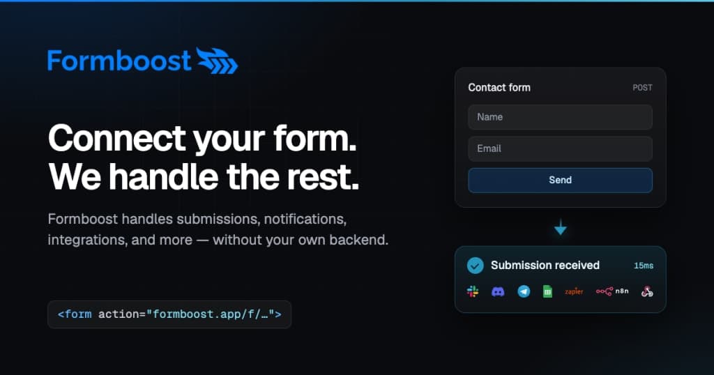 Formboost - Form submissions without the backend work.
