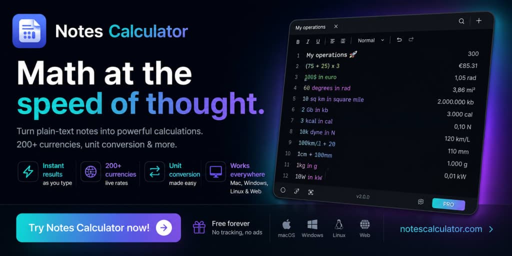 Notes Calculator - The notepad calculator for all platforms