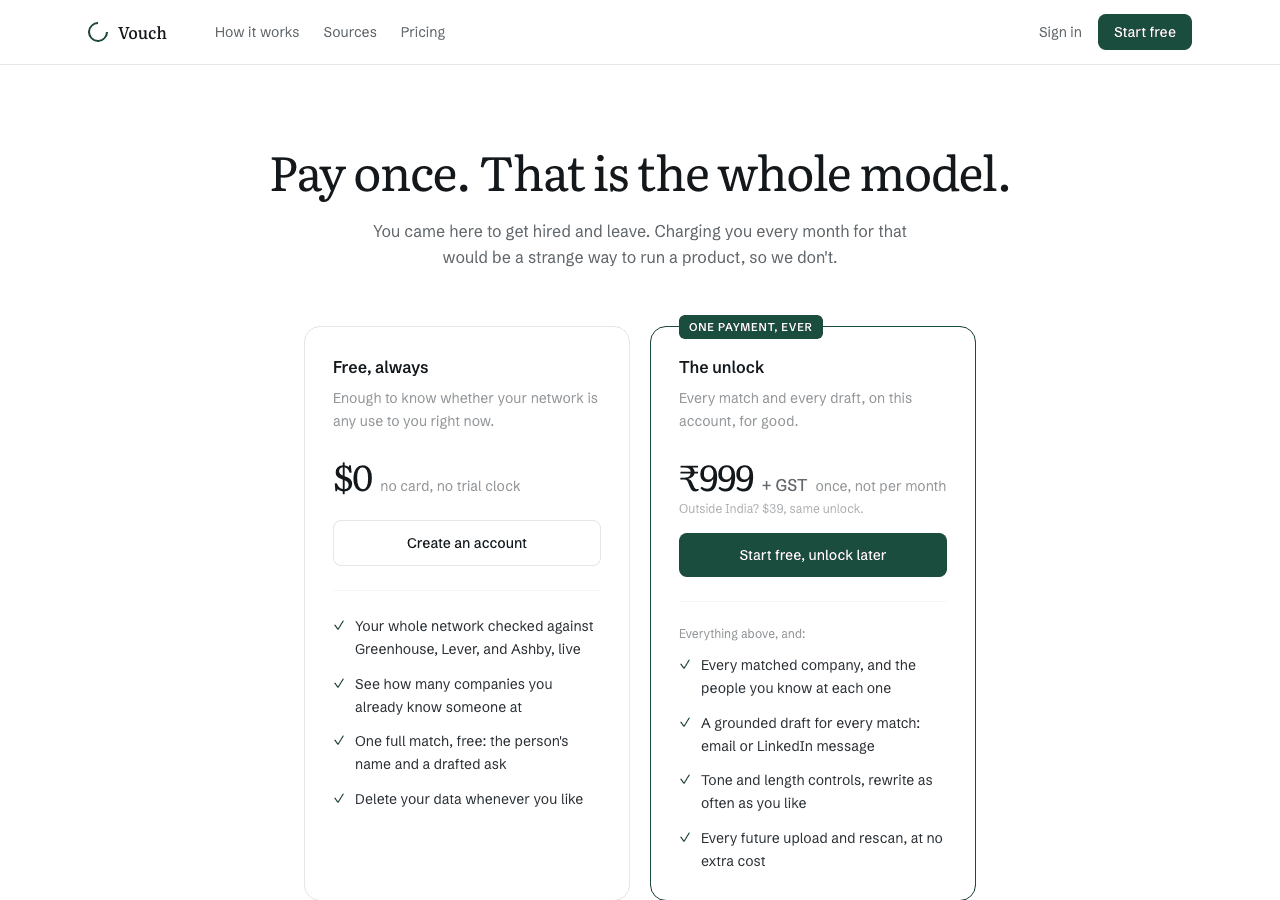 Vouch - Get warm intros to hiring companies