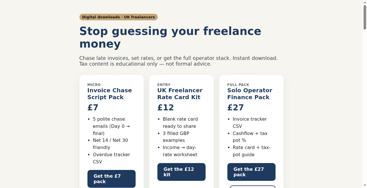 Solo Operator — UK Freelancer Invoice Chase Pack logo