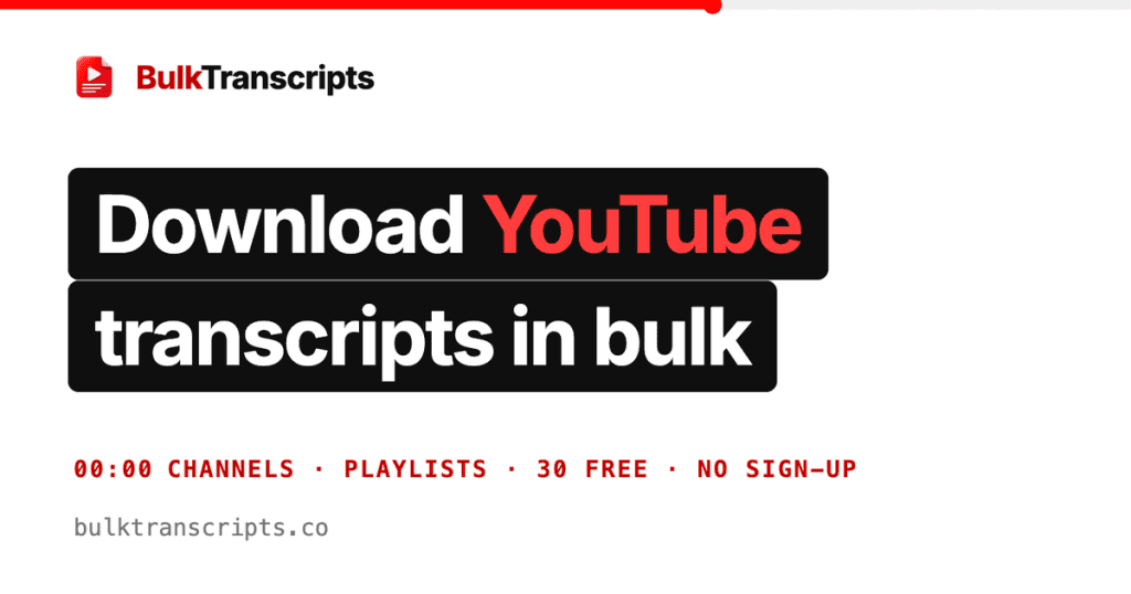 Bulk YouTube Transcript Downloader - Download transcripts from YouTube in bulk