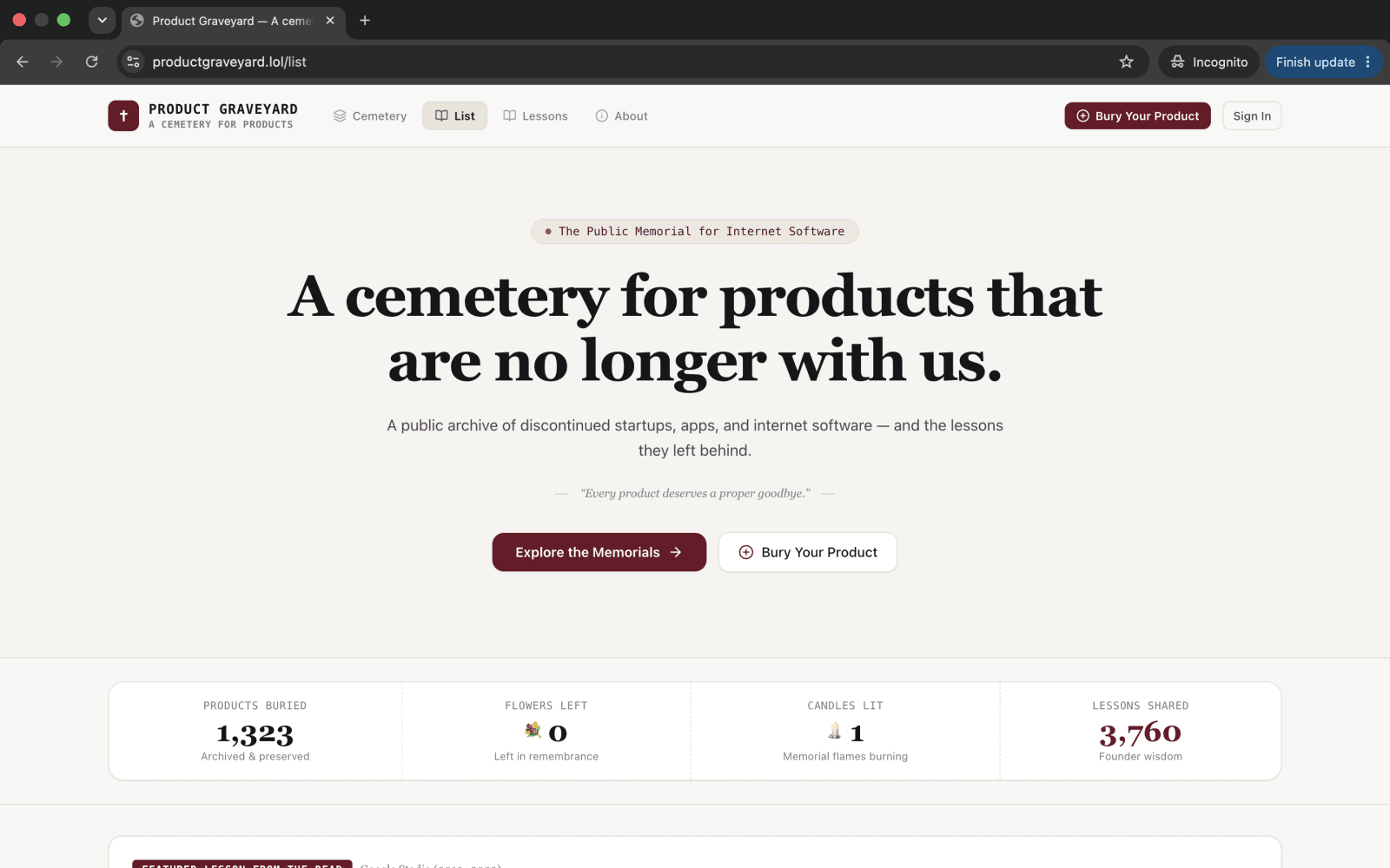 Product Graveyard screenshot 5 of 5