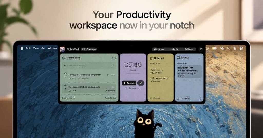 NotchOwl: Transform Your Mac's Notch into a Productivity Powerhouse - cover