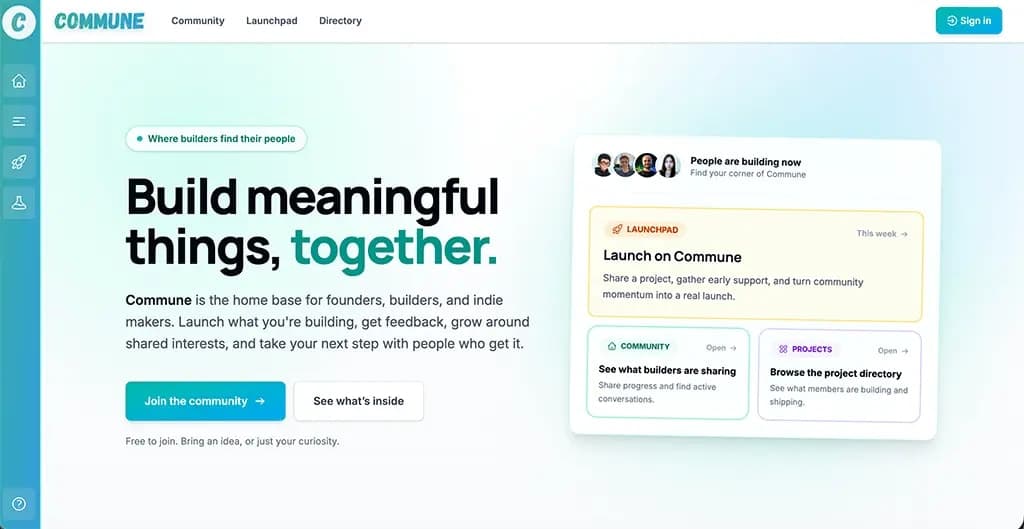 Commune - Home base for indie builders and makers
